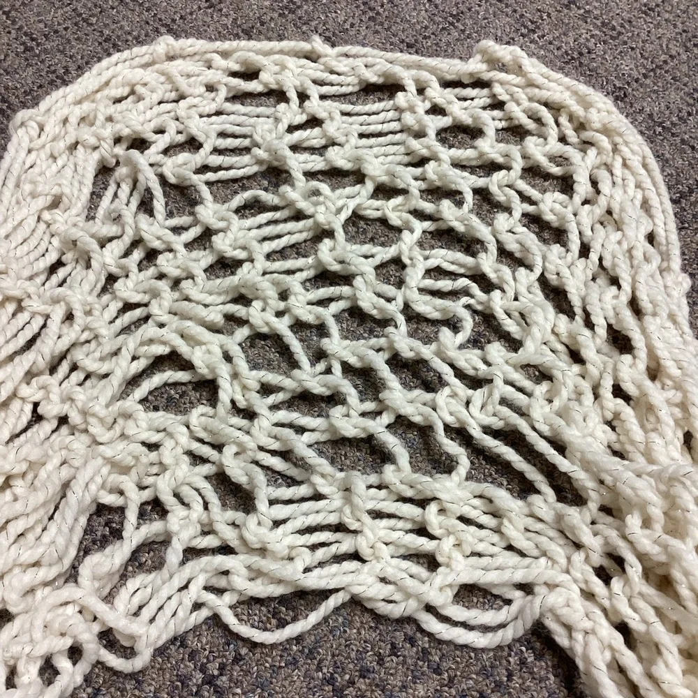 Handmade Infinity Knit Scarf Creamy White with Gold * NEW